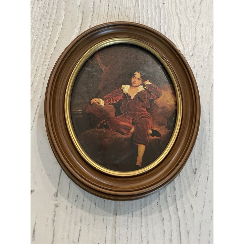 Vintage NWOT Oval Framed Red Boy Master Lambton by Thomas Lawrence 5 x 6.5"